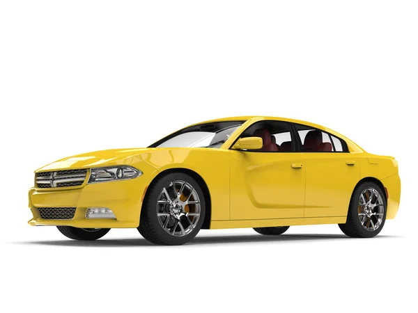 Cyber Amarillo Moderno Coche Rápido Ciudad — Foto de Stock