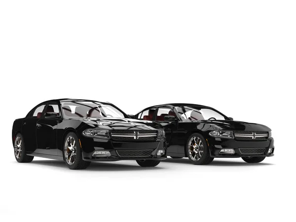 Сучасні Чорні Швидкісні Автомобілі Пліч Пліч — стокове фото