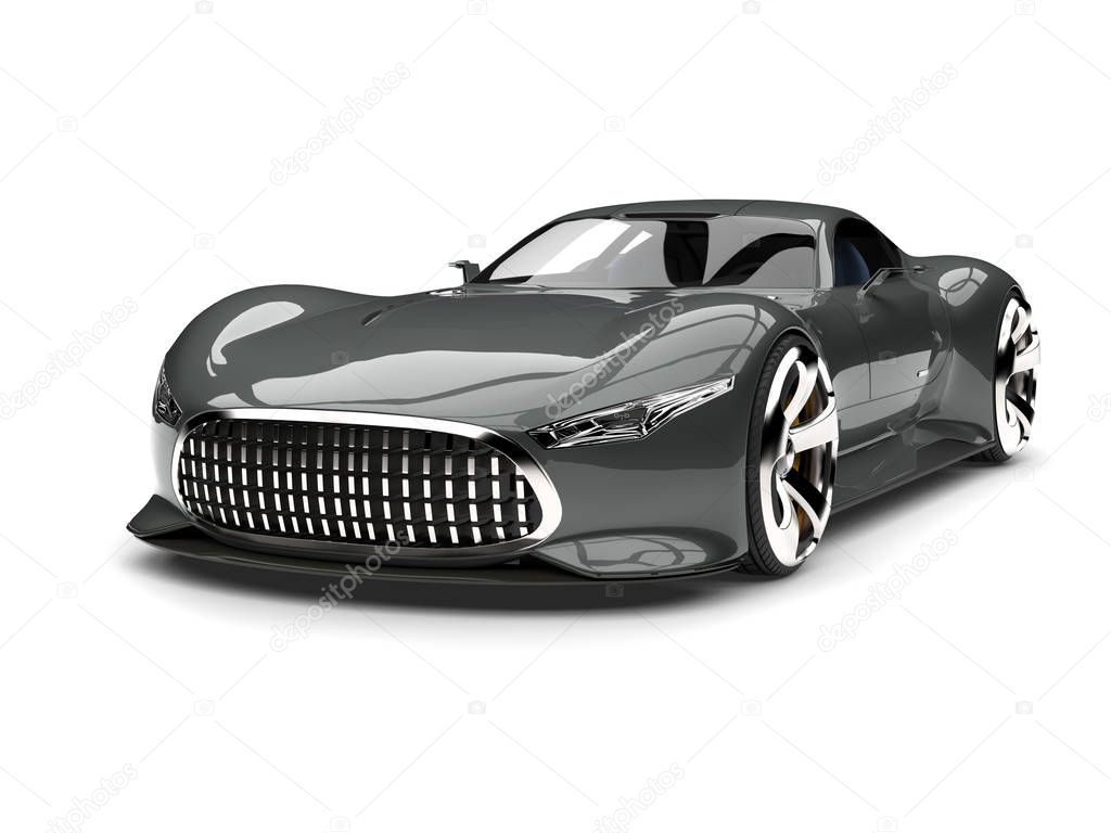 Metallic granite grey modern super sports car