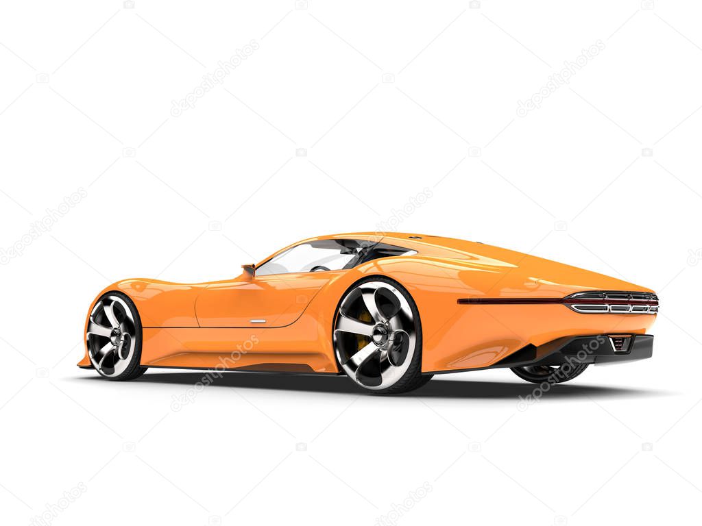 Heat wave orange modern super sports car - tail view