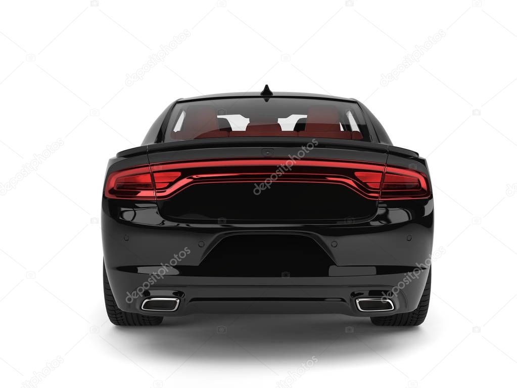 Modern luxury black city sports car - back view