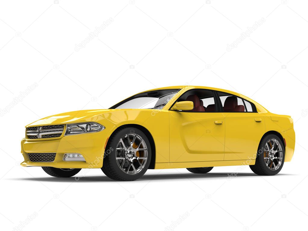 Cyber yellow modern fast city car