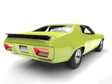 Parlak deli yeşil vintage yarış arabası - kuyruk görünümü