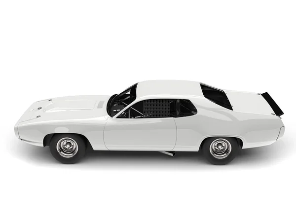 Χιόνι Λευκό Vintage Αγωνιστικό Αυτοκίνητο Top Πλαϊνή Όψη — Φωτογραφία Αρχείου