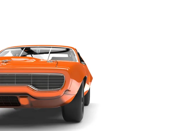 Amber Orange Vintage Racerbil Framifrån Närbild Klipp Skott — Stockfoto