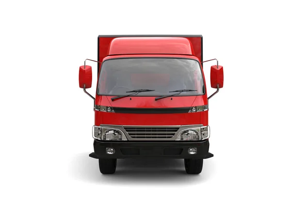 Μικρό Κόκκινο Κουτί Φορτηγό Μπροστινή Όψη — Φωτογραφία Αρχείου