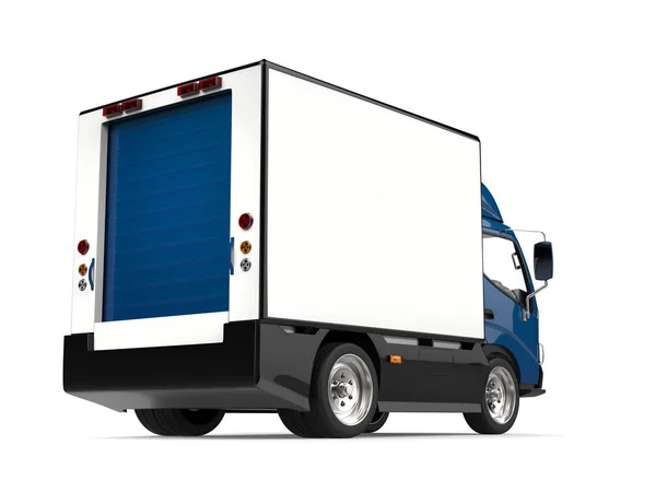 Blue Small Box Truck Rear View — Stock Photo, Image