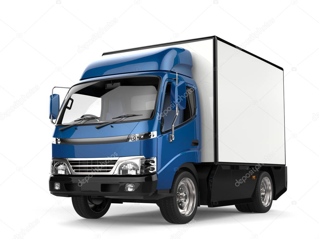 Blue small box truck - closeup shot