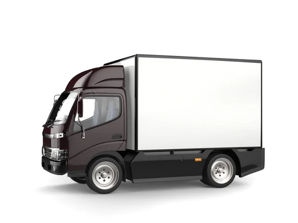 暗い茶色の小さなボックス トラック 側面図 — ストック写真