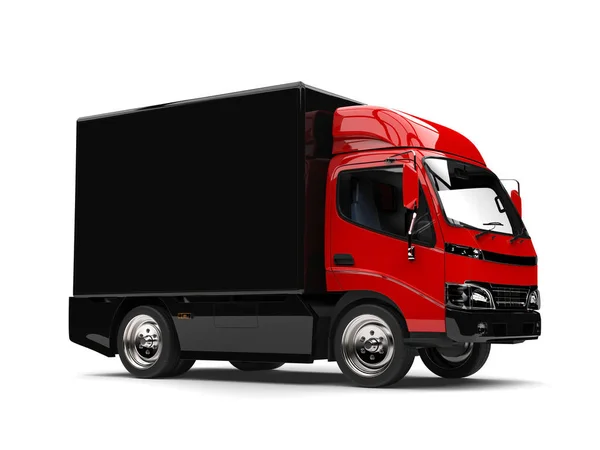 Camión Caja Roja Con Remolque Negro —  Fotos de Stock