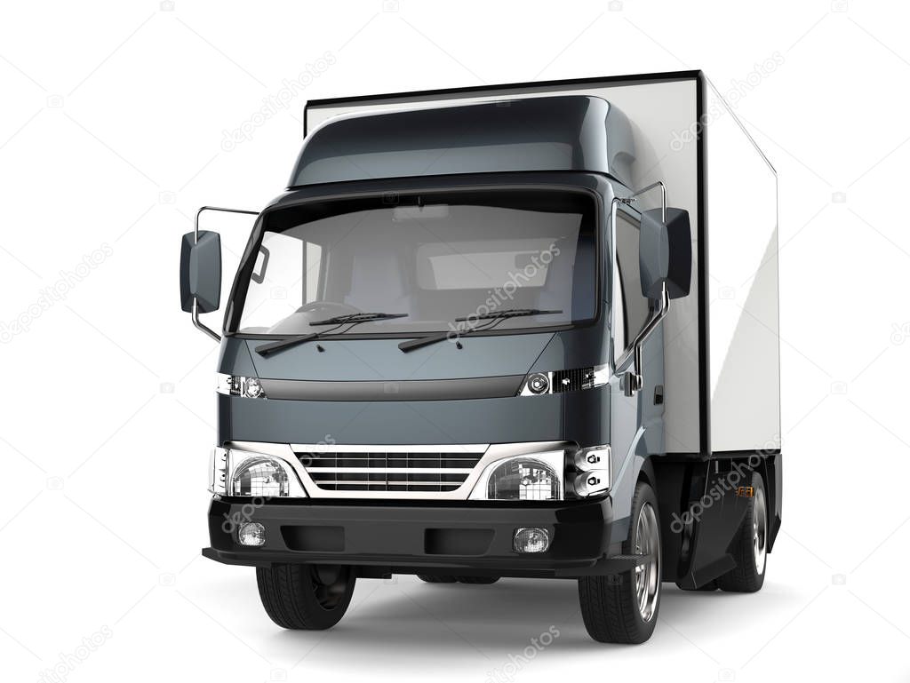 Metallic slate gray small box truck