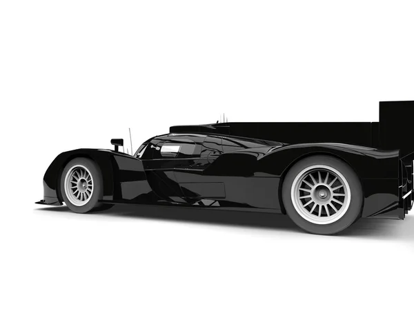 Super Glanzend Zwarte Moderne Raceauto Staart Zijaanzicht — Stockfoto