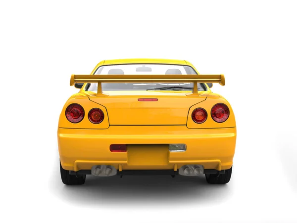 Bright Yellow Modern Urban Sports Car Back View — Stock Photo, Image