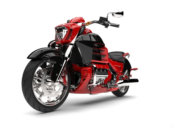 Разбушевавшийся Красный Современный Мотоцикл Чоппер Эпический Снимок — стоковое фото