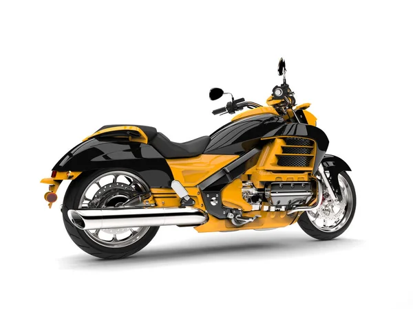 Moto Chopper Moderne Jaune Soleil Vue Latérale — Photo