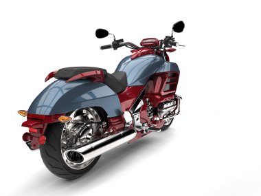 Metalik kırmızı ve mavi modern helikopter kiralama - kuyruk görünümü