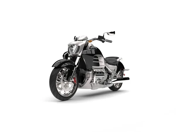 Supersilbernes Modernes Leistungsstarkes Motorrad — Stockfoto