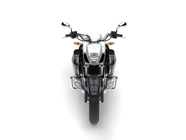 Super Prata Moderna Motocicleta Poderosa Vista Frontal — Fotografia de Stock