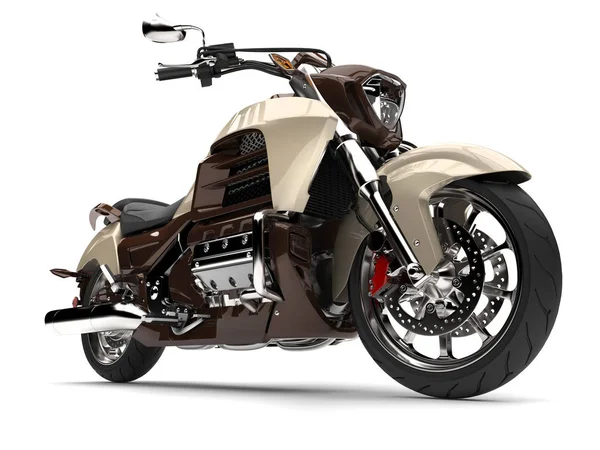 Cool Metallic Chocolate Modern Powerful Chopper Bike Tembakan Epik Sudut — Stok Foto