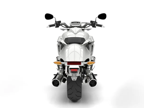 Cooles Weißes Leistungsstarkes Motorrad Rückseite — Stockfoto