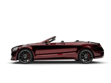 Metalik koyu kırmızı modern lüks Cabrio araba - yan görünüm