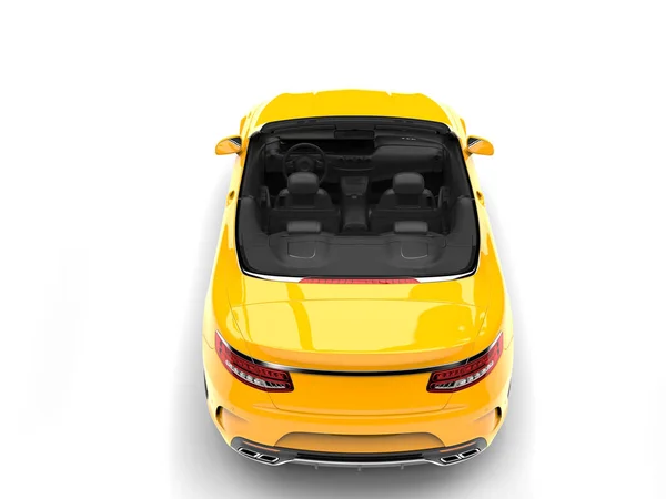 Cyber Yellow Modern Convertible Luxury Car Top View — стоковое фото