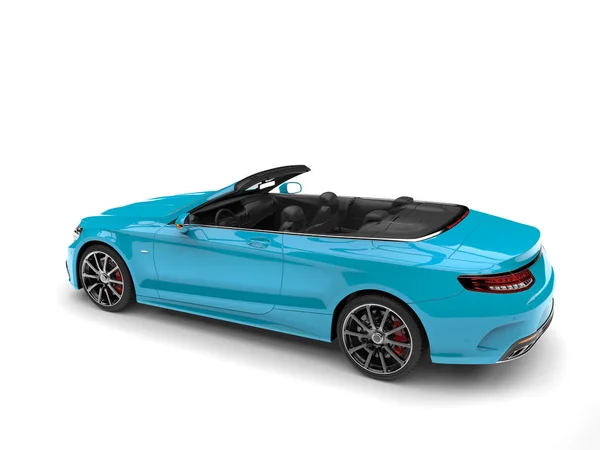 Bright Cyan Modern Convertible Luxury Car Back View — Stock Photo, Image