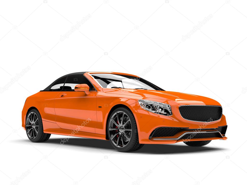 Amber orange modern luxury convertible business car - beauty shot