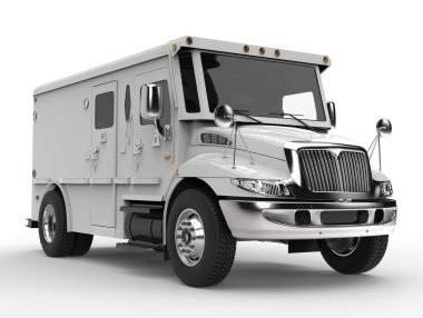 Beyaz zırhlı taşıma van