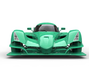 Okaliptüs yeşil modern süper spor araba - Önden Görünüm portre vurdu