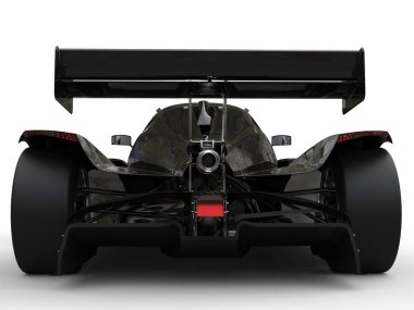 Modern parlak siyah süper yarış arabası - dikiz closeup çekim spor