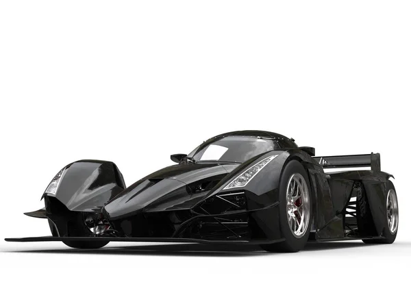 モダンな光沢のある黒スーパー スポーツ レースカー 美しさのショット — ストック写真
