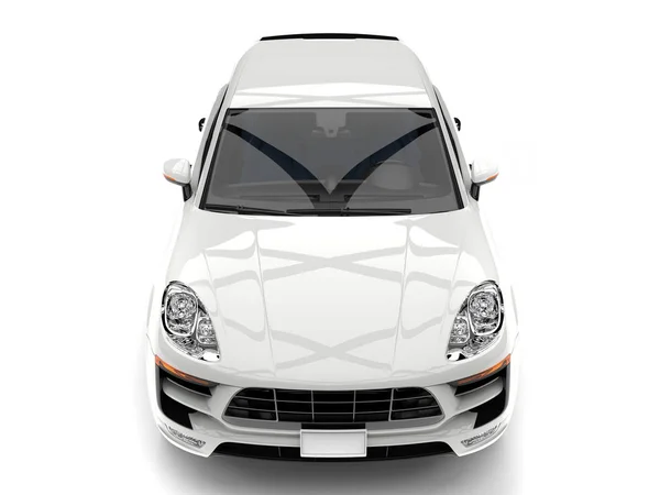 Awesome Modern White Suv Top Front View — Stock Photo, Image