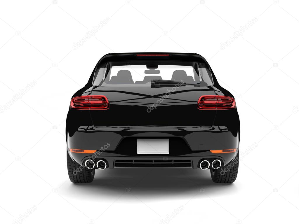 Cool modern family car - shiny black - back view