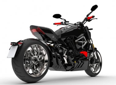 Epik parlak siyah güçlü motosiklet - kuyruk görünümü