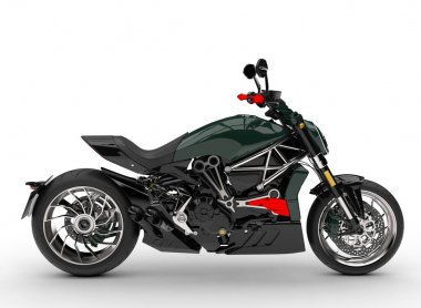 Karanlık Orman yeşil modern güçlü motosiklet - yan görünüm
