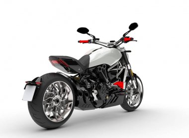 Bankası beyaz modern güçlü motosiklet - kuyruk görünümü