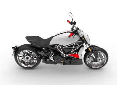 Bankası beyaz modern güçlü motosiklet - yan görünüm üst