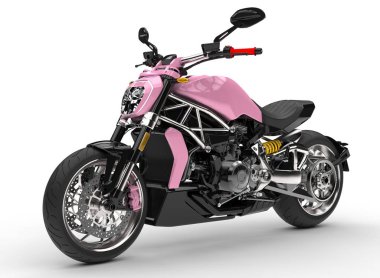 Serin pembe modern motosiklet - Önden Görünüm portre vurdu