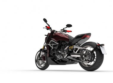 Koyu kırmızı metalik chopper motosiklet - arkadan görünüm