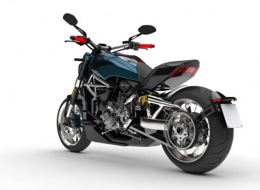 Koyu camgöbeği metalik chopper motosiklet - arkadan görünüm