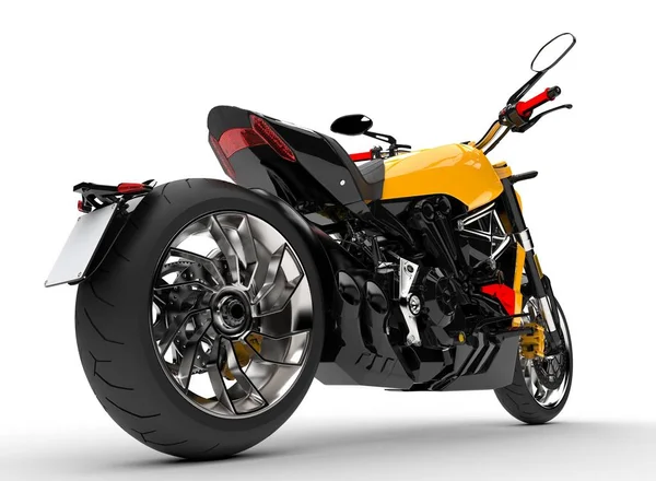 Moderna Moto Amarilla Super Rueda Trasera Tiro Cerca — Foto de Stock