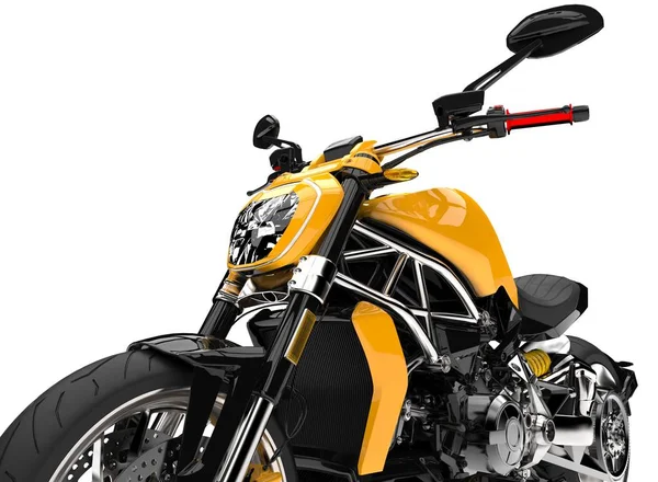 Moderno Amarelo Super Bicicleta Cauda Tiro Close Extremo — Fotografia de Stock
