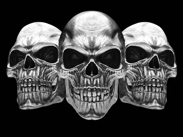 変色の銀吸血鬼頭蓋骨 — ストック写真