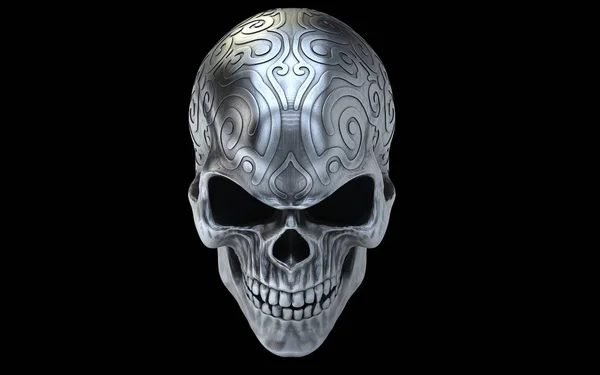 Angry Old Silver Evil Skull — Stock Photo, Image