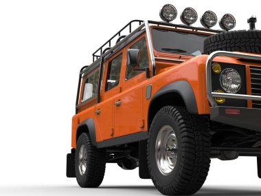 Off road araç - aşırı closeup çekim turuncu ağır güneş