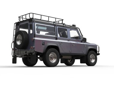 Mavi metalik gümüş modern off road araç - kuyruk görünümü