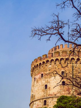 White Tower of Thessaloniki - ancient prison tower from medieval ages clipart