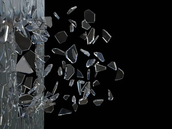 Glazen Raam Explodeert Vele Kleine Glasscherven — Stockfoto