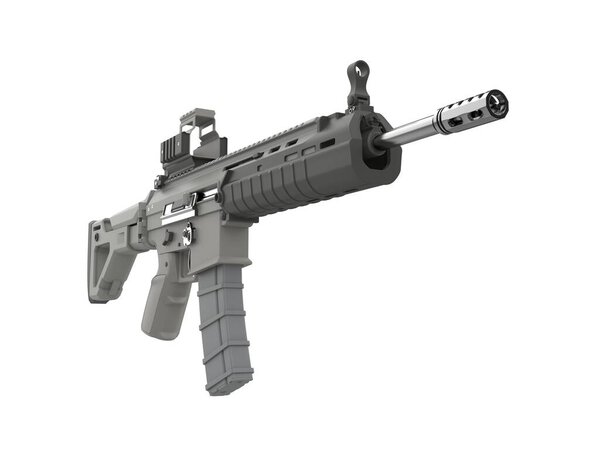 Футуристическая штурмовая винтовка с низким углом обзора
